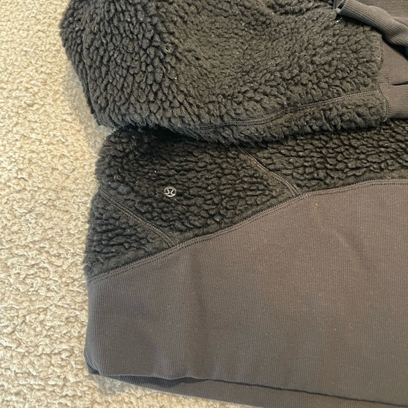 Lululemon Womens Black Scuba Oversized Sherpa Wool Blend 1/2 Zip Hoodie Size M/L - Picture 6 of 11